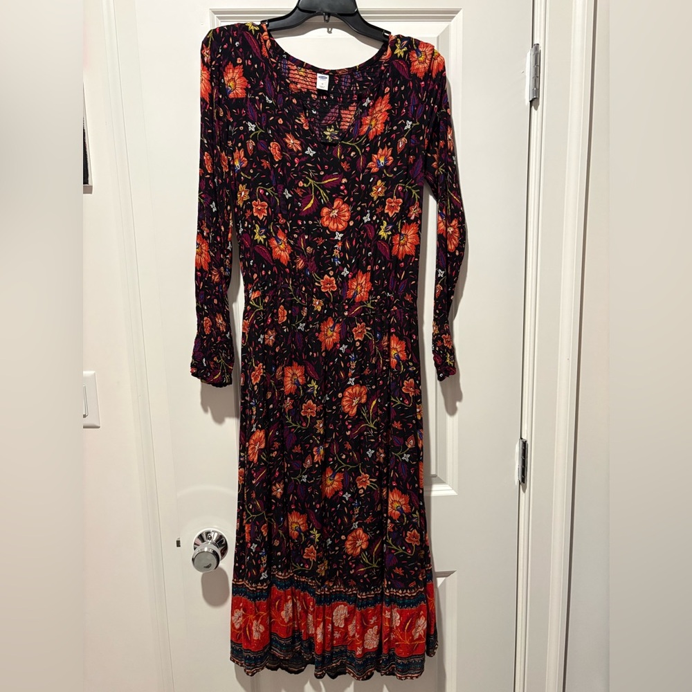 Old Navy Floral Long Sleeve Midi Dress Size M